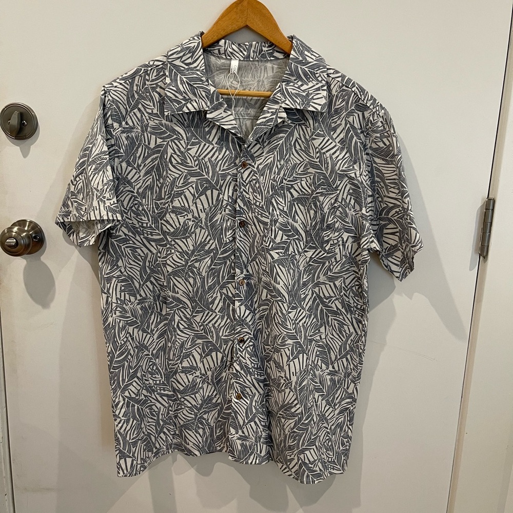 COOFANDY Men's Hawaiian Floral Shirts Button Down, Blue, Large